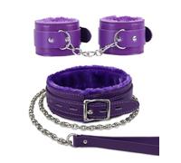 Colliers ras-de-cou en cuir velours gothique avec chaîne, collier ras-de-cou détachable avec laisse en corde pour petit animal (violet)
