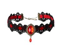 Colliers ras du cou en dentelle gothique noire, colliers en cristal bleu rouge noir vintage, col rond avec c