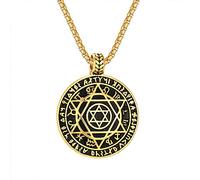 Colliers Runes Six Awn Star, Talisman Seal Solomon Pendentif étoile à six branches, mystérieux collier antique bicolore pour hommes.