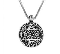 Colliers Runes Six Awn Star, Talisman Seal Solomon Pendentif étoile à six branches, mystérieux collier antique bicolore pour hommes.