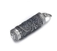 Colliers S925 Argent Vintage Thai Argent Ancien Tube Bijoux Dragon Design Punk Hommes Mémorial Pendentif Titulaire Cendres Urne Collier Hommes Pendentif Collier (Size : Only 56cm Chain)
