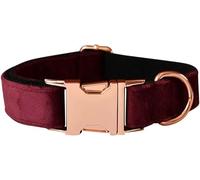 Colliers Souples pour Chiens avec Boucle en métal Faits à la Main, Accessoires pour Animaux de Compagnie, Tissu Rouge vin, Collier pour Chien-S