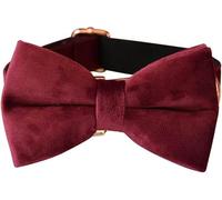 Colliers Souples pour Chiens avec Boucle en métal Faits à la Main, Accessoires pour Animaux de Compagnie, Collier en Tissu Rouge vin avec nœud-XL