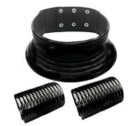 Colliers Talon Femmes Ensembles Colliers du cou nationaux africains en cuir collier Punk épais colliers gothiques bijoux femmes filles Vraies Filles Vraies Perles Ensembles (Black, One Size)