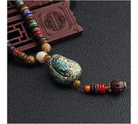 Colliers Vintage Ethnique Amulette Népal Bouddhiste Mala Collier Bouddha Bois Perles Déclaration Colliers Bouddha Pendentifs Collier (Color : Style10, Size : 80)