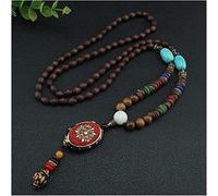 Colliers Vintage Ethnique Amulette Népal Bouddhiste Mala Collier Bouddha Bois Perles Déclaration Colliers Bouddha Pendentifs Collier (Color : Style8, Size : 80)