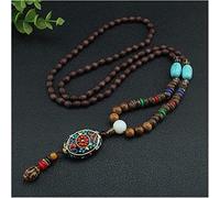 Colliers Vintage Ethnique Népal Bouddhiste Mala Collier Poissons Bois Perles Déclaration Colliers Bouddha Pendentifs Collier (Color : Style4, Size : 80)