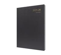 Collins Agenda 12 mois « Essentials » pour mi-année académique, juillet 2025 à juillet 2026 - ESSA41M.99-2526 - Agenda de rendez-vous journalier A4, couverture rigide, noir