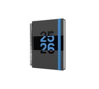 Collins Agenda « Delta » sur 12 mois pour l'année scolaire, août 2025 à août 2026, un jour par page, couverture à spirales, format A5, bleu