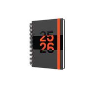 Collins Agenda « Delta » sur 12 mois pour l'année scolaire, août 2025 à août 2026, un jour par page, couverture à spirales, format A5, orange