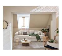 Collins - canapé droit 4 places avec double méridienne - assise profonde - en velours texturé - Beige