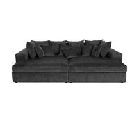 Collins - canapé droit 4 places avec double méridienne - assise profonde - en velours texturé - Gris