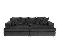 Collins - canapé droit 4 places avec double méridienne - assise profonde - en velours texturé - Gris Gris G