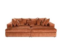 Collins - canapé droit 4 places avec double méridienne - assise profonde - en velours texturé - Terracotta