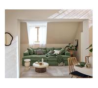 Collins - canapé droit 4 places avec double méridienne - assise profonde - en velours texturé - Vert