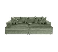 Collins - canapé droit 4 places avec double méridienne - assise profonde - en velours texturé - Vert