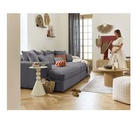 Collins - canapé droit 4 places avec double méridienne - assise profonde - velours côtelé grosses côtes - Gris