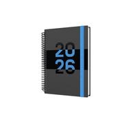 Collins Delta - Agenda annuel 2026 12 mois, 1 jour par page, avec 1/2 heures de rendez-vous, couverture à spirales A5 - Bleu (FP51.60-26)
