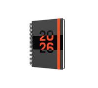 Collins Delta - Calendrier annuel 2026 12 mois, 1 jour par page, avec 1/2 heures de rendez-vous, couverture à spirales A5 - Orange (FP51.44-26)