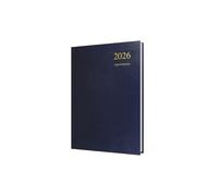 Collins - Essential - Agenda 2026 sur 12 mois, un jour par page, avec 1/2 heures de rendez-vous, couverture rigide A5, bleu foncé (ESSA51A.65-26)