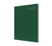 Collins Agenda 12 mois « Essentials » pour l'année scolaire, juillet 2025 à juillet 2026, un jour par page, couverture rigide, format A4, vert