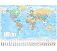 Collins Large World Wall Paper Map (70 x 91.5 cm): Paper Map with Flags, Perfect for Classroom, Office and Home