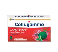 COLLUGOMME - Complément alimentaire avec édulcorants à base d'huiles essentielles d'eucalyptus et de menthe poivrée, zinc propolis Gomme Aux Fruits 45 g