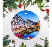 Colmar, Alsace, France, La Petite Venise Pendentif Noël Hanging Porcelaine Suspendu Artisanat pour Vacances Fête Intérieur 7.3Cm