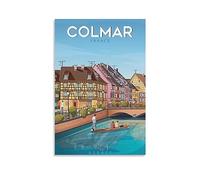 Colmar Alsace France Poster vintage de voyage 20 x 30 cm Impression sur toile pour salon, chambre à coucher, dortoir, maison, bureau Décoration murale