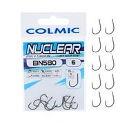 Colmic - 10 hameçons de pêche en Acier Carbone BN580 Taille 6, Finition Dull Black - Ringed, Forced, Barbed - Haute résistance et pénétration - Produit Officiel Colmic