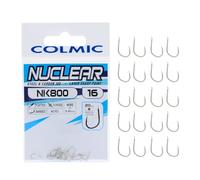 Colmic - 20 Hameçons de pêche NK800 en Acier Carbone Taille 16, avec Finition Nickel - Flatted, Forged, Barb - Idéal pour la Carpe et la pêche de Puissance - Produit Officiel Colmic