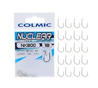 Colmic - 20 Hameçons de pêche NK800 en Acier Carbone Taille 18, avec Finition Nickel - Flatted, Forged, Barb - Idéal pour la Carpe et la pêche de Puissance - Produit Officiel Colmic