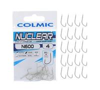 Colmic - 20 Hameçons de Pêche Nuclear en Acier Carbone N600, Finition Nickel - Flatted, Round, Microbarb - Idéals pour Truite - Produit Officiel Colmic (4)
