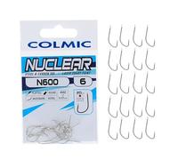 Colmic - 20 Hameçons de Pêche Nuclear en Acier Carbone N600, Finition Nickel - Flatted, Round, Microbarb - Idéals pour Truite - Produit Officiel Colmic (6)