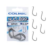Colmic - Hameçons de pêche MR21 en Acier Carbone Black Nickel - Ringed, Forced, Barb, Twisted - Ultra-résistants pour mer et surfcasting - Produit Officiel Colmic (Taille 5/0-6 pcs)