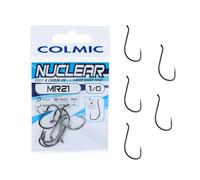 Colmic - Hameçons de pêche MR21 en Acier Carbone Black Nickel - Ringed, Forced, Barb, Twisted - Ultra-résistants pour mer et surfcasting - Produit Officiel Colmic (Taille 1/0-7 pcs)