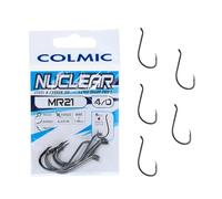 Colmic - Hameçons de pêche MR21 en Acier Carbone Black Nickel - Ringed, Forced, Barb, Twisted - Ultra-résistants pour mer et surfcasting - Produit Officiel Colmic (Taille 4/0-6 pcs)