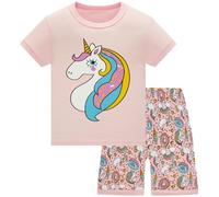 Colobe Fille Ensembles de Pyjama Court Licorne Enfants Coton Mignonne Rose 2 Pièces Vêtements 2-3 Ans