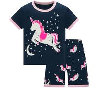 Colobe Fille Ensembles de Pyjama Court Licorne Enfants Coton Mignonne Rose 2 Pièces Vêtements 6-7 Ans