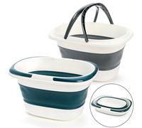 Coloch Lot de 2 seaux à Linge Pliables en Plastique de 16 l avec poignée, Seau à Eau Portable Peu encombrant pour Le Nettoyage de la Maison, Le Lavage de Voiture, la pêche, Le Camping