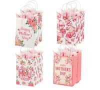 Colodeol Lot de 8 sacs cadeaux pour la fête des mères avec papier de soie, sacs de fête des mères de taille moyenne et petite avec poignées, sacs à friandises en papier pour maman, grand-mère, épouse