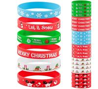 COLOFALLA 24PCS Noël Bracelets Silicone Multicolores Renne Père Noël Modèle Classique Noël pour Cadeau Adulte Enfant Accessoires Fête Faveur Noël