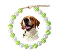 Coloful Collier de perles pour chien en forme de cœur avec fleur et ours mignon - Bijoux pour chat et chien - Vert bonbon - Taille S