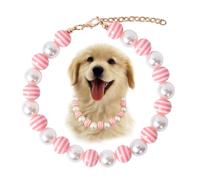 Coloful Collier de perles pour chien en forme de cœur avec fleur et ours mignon - Bijoux pour chats et chiens (rose bonbon, taille S)