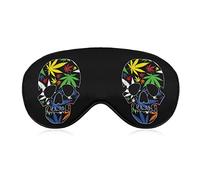 Coloful Weed Skull Sleep Mask Soft Masque pour les yeux portable avec sangle réglable pour hommes et femmes