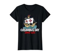 Colomb Day Since 1492 Christophe Colomb Navigator T-Shirt Graphique avec Valeur, Femme, Noir, S