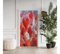 Colombe Blanc Sticker Mural, Colombe de la Paix Autocollants De Porte Muraux Décoration Poster Murale, Rose Cœur Rouge Stickers de Porte Imperméable Vinyle 80x200 cm k5iB182