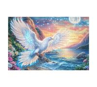 Colombe Blanche dans Le Ciel 1000 Pièces Puzzle Personne Âgée en Carton Anti-Déchirure Avian Moon Glow Facile Débutant Anti-Stress Thérapie Occupationnelle Cadeau Anniversaire Pas Cher 1000 PCS