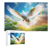 Colombe Blanche Puzzles 1000 Pièces Adultes, Puzzle en Bois Jeux D'adresse pour Toute La Famille,Jeu De Team Building （75×50cm）