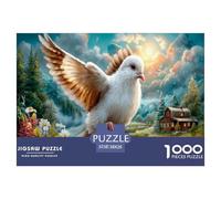Colombe blanchePuzzles 1000 Pieces Cadeau Unique forêt House Jeu Éducatif Challenge Toy À De Qualité Supérieure Peinture Art pour Adultes Et Enfants À Partir De 14 Ans 38x26cm/1000pcs